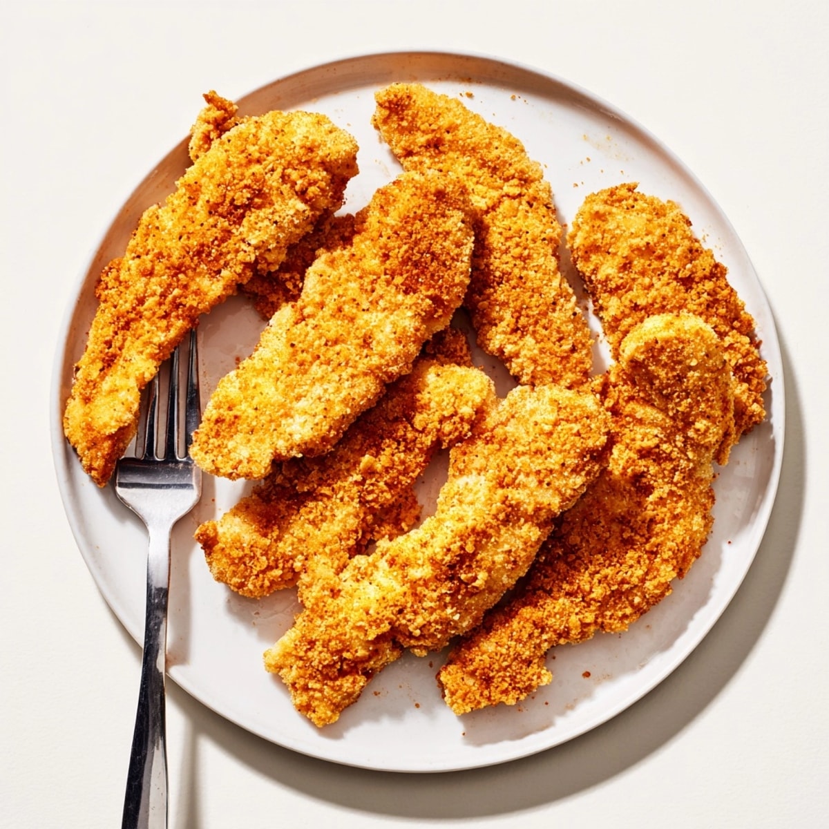 Hot Crispy Baked Chicken Tenders served with ranch and honey mustard dipping sauces on the side.