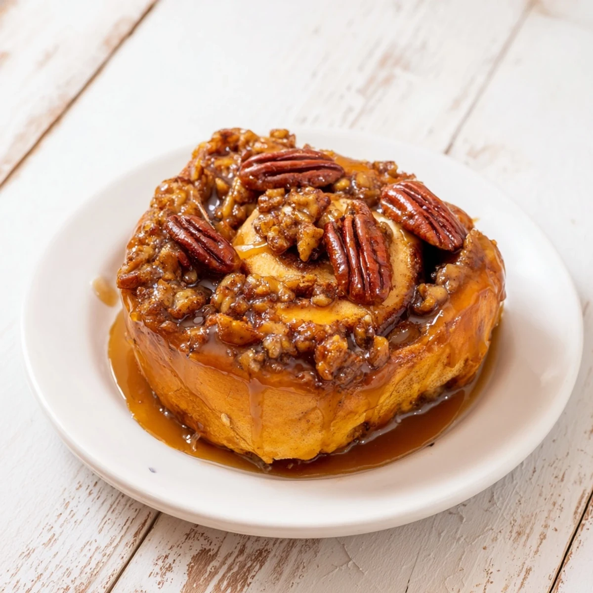 Freshly baked, swirled Pecan and Honey Sticky Buns, offering a delightful blend of sweet and nutty flavors.