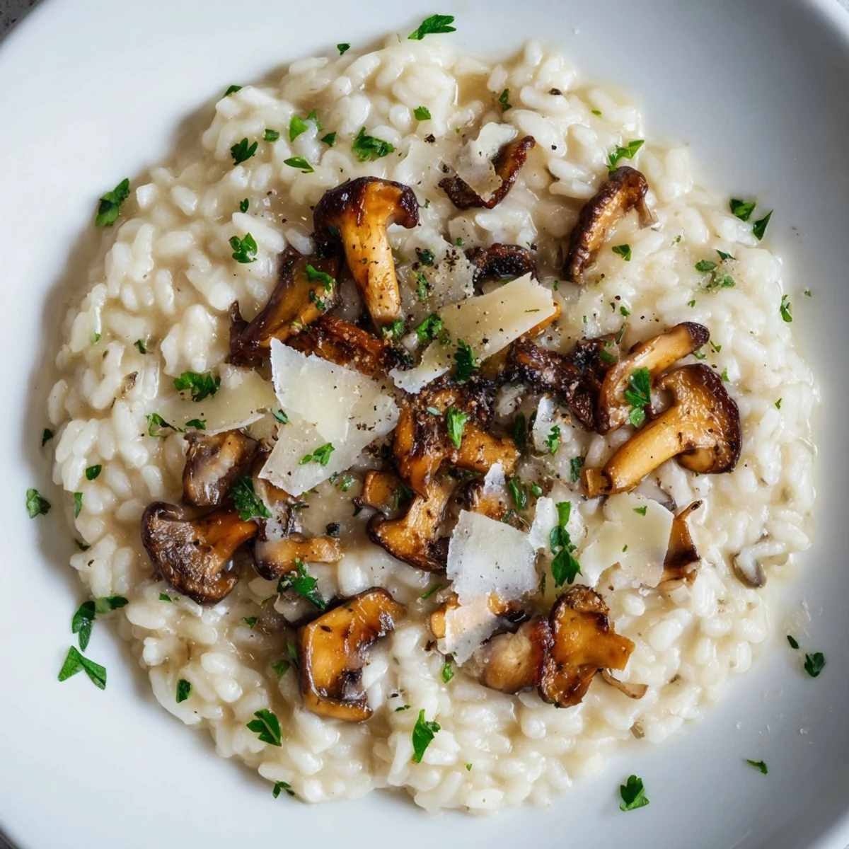 Steaming bowl of stove-top creamy risotto, a comforting Italian rice dish ready to serve.