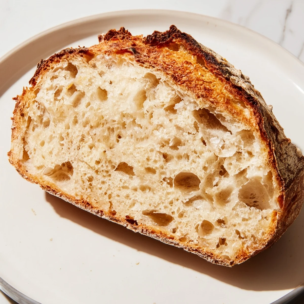 Picture a fluffy, airy The Best Easy No-Knead Bread, perfect for dipping in olive oil.