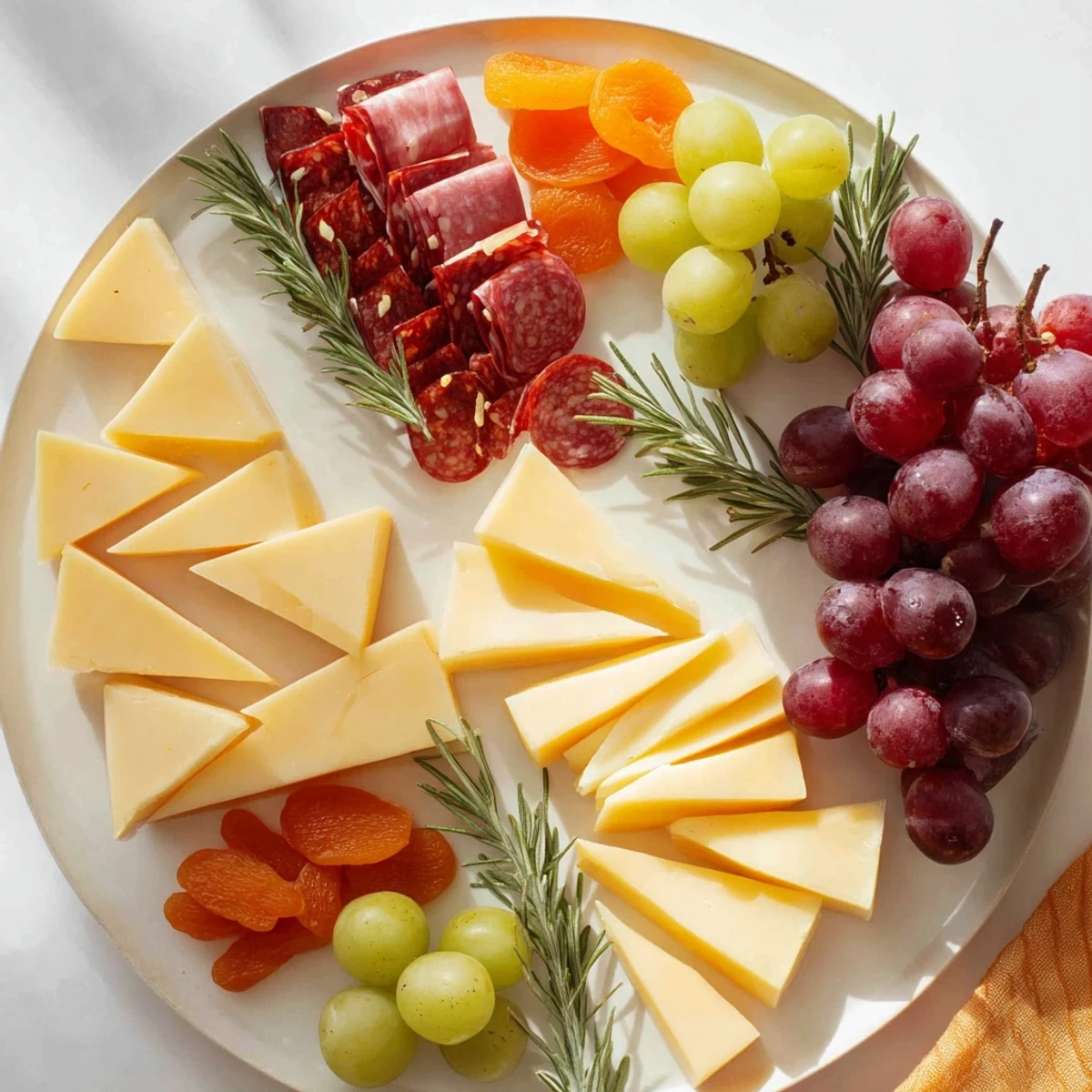 Geometric Gala charcuterie board, a stunning arrangement of triangle and rhombus cheeses and meats.