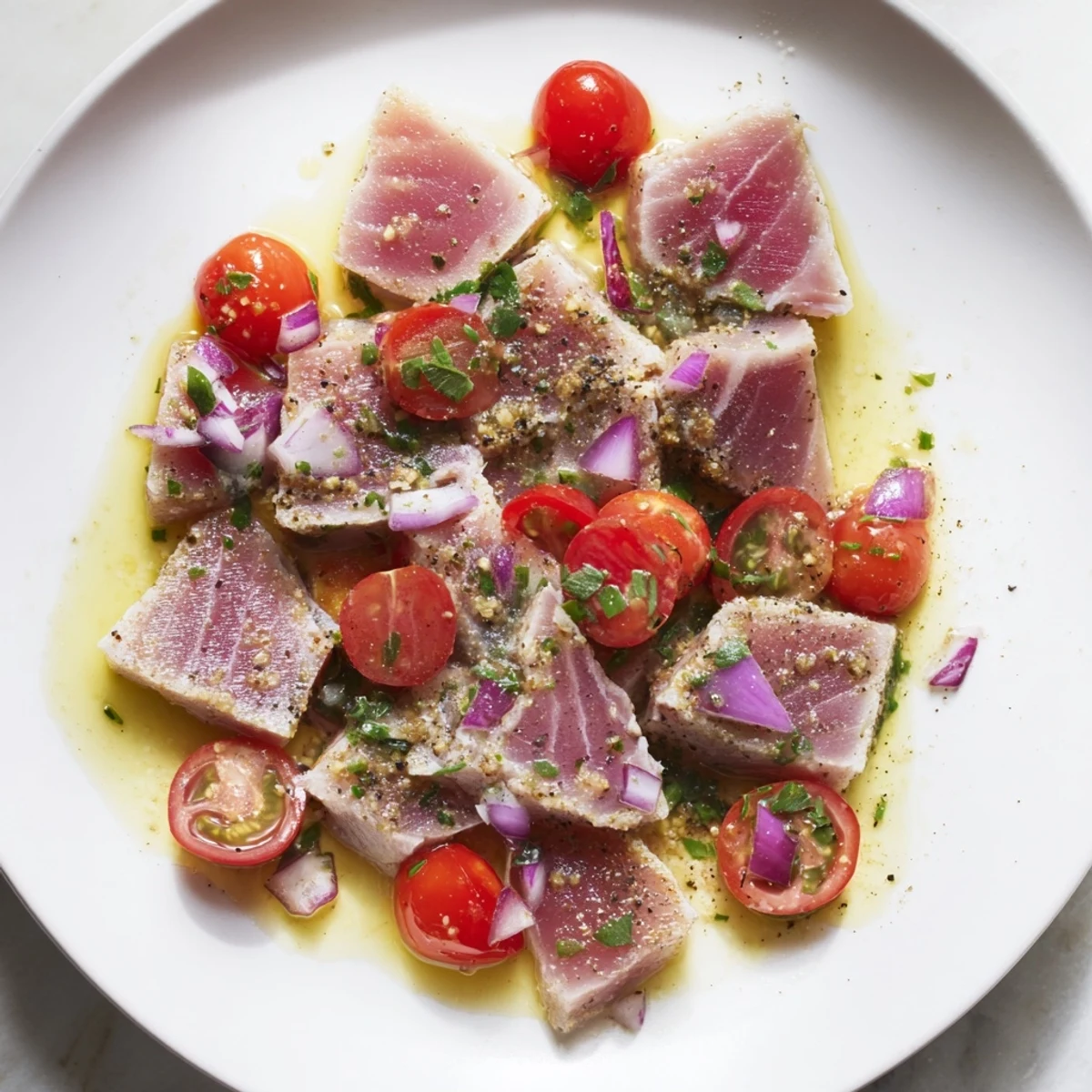 Flaky tuna and chunky chickpeas make this fresh Dense Chickpea and Tuna Salad flavorful and filling.