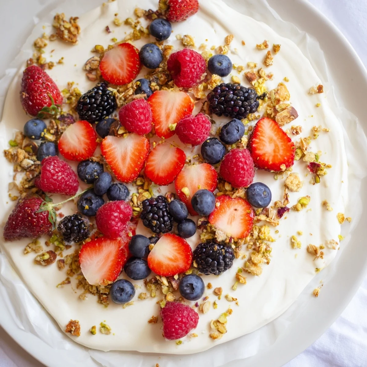 Vibrant photo of Berry Yogurt Bark with juicy berries, a delightful healthy snack.