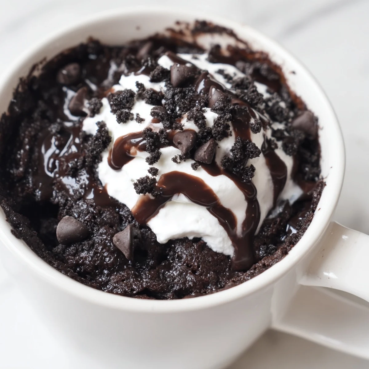 Warm and gooey Oreo Mug Cake, perfect for a quick and satisfying dessert, ready in minutes.