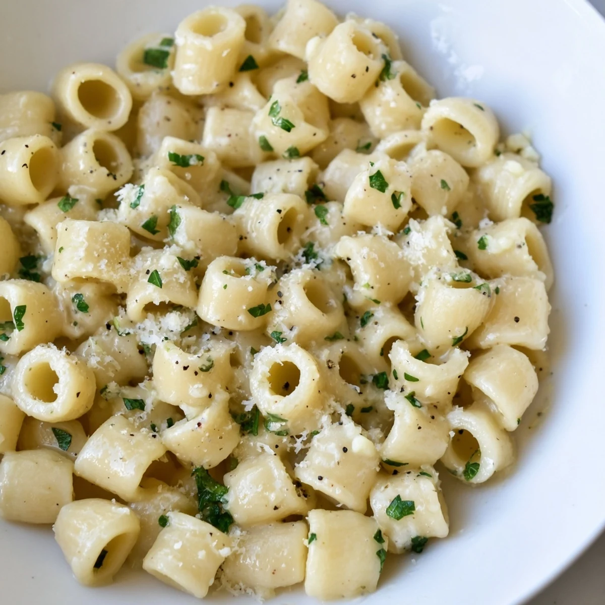 Golden garlic-infused sauce clings to the tender ditalini pasta in this creamy garlic butter recipe.