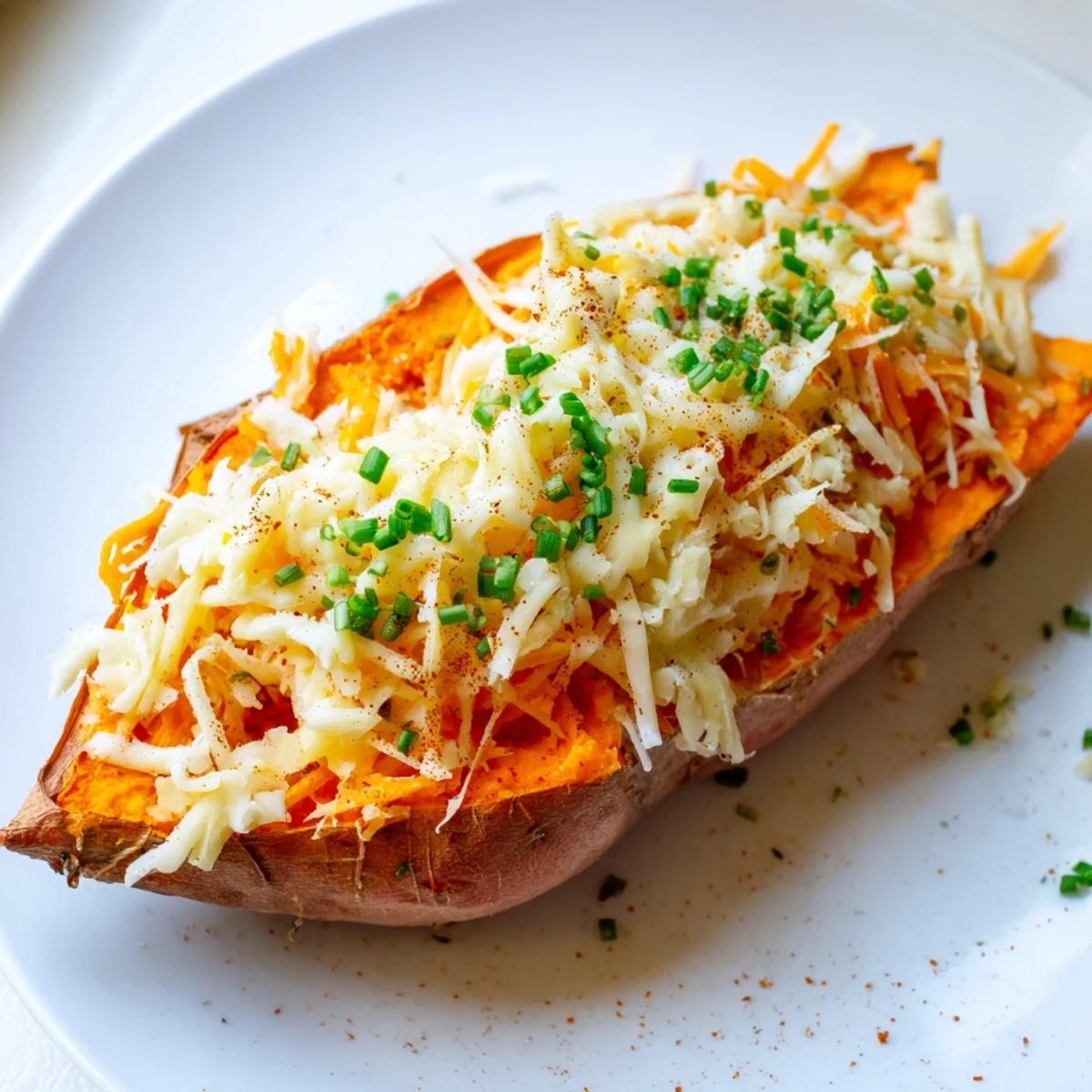 Golden, bubbling Sweet Potato & Cheese Whole Roast, a savory vegetarian main dish ready to eat.