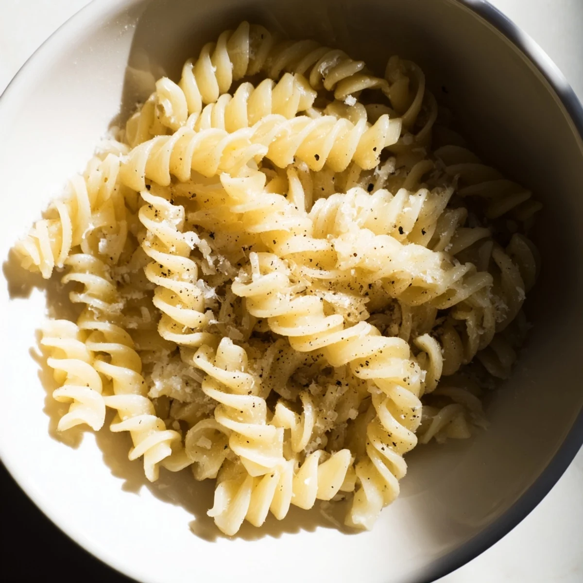 Easy single-serving pasta dish topped with grated Parmesan cheese, ideal for busy weeknights or small kitchens.