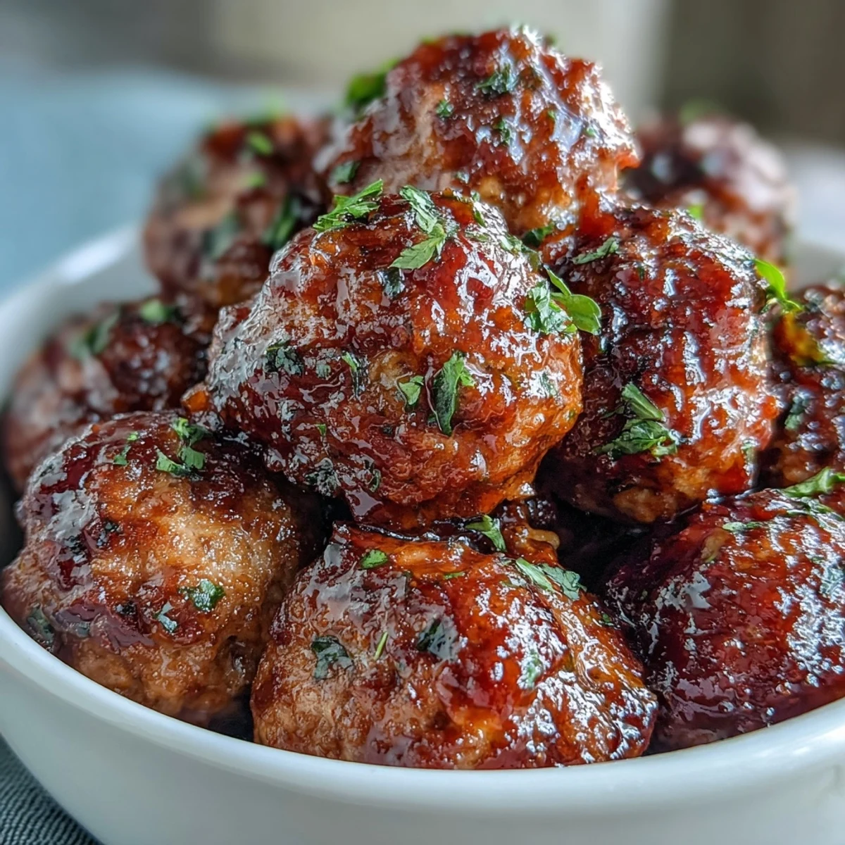 Juicy Slow Cooker Peach Glazed Meatballs simmer in a sweet and tangy sauce, perfect for serving over steamed rice at a family dinner.