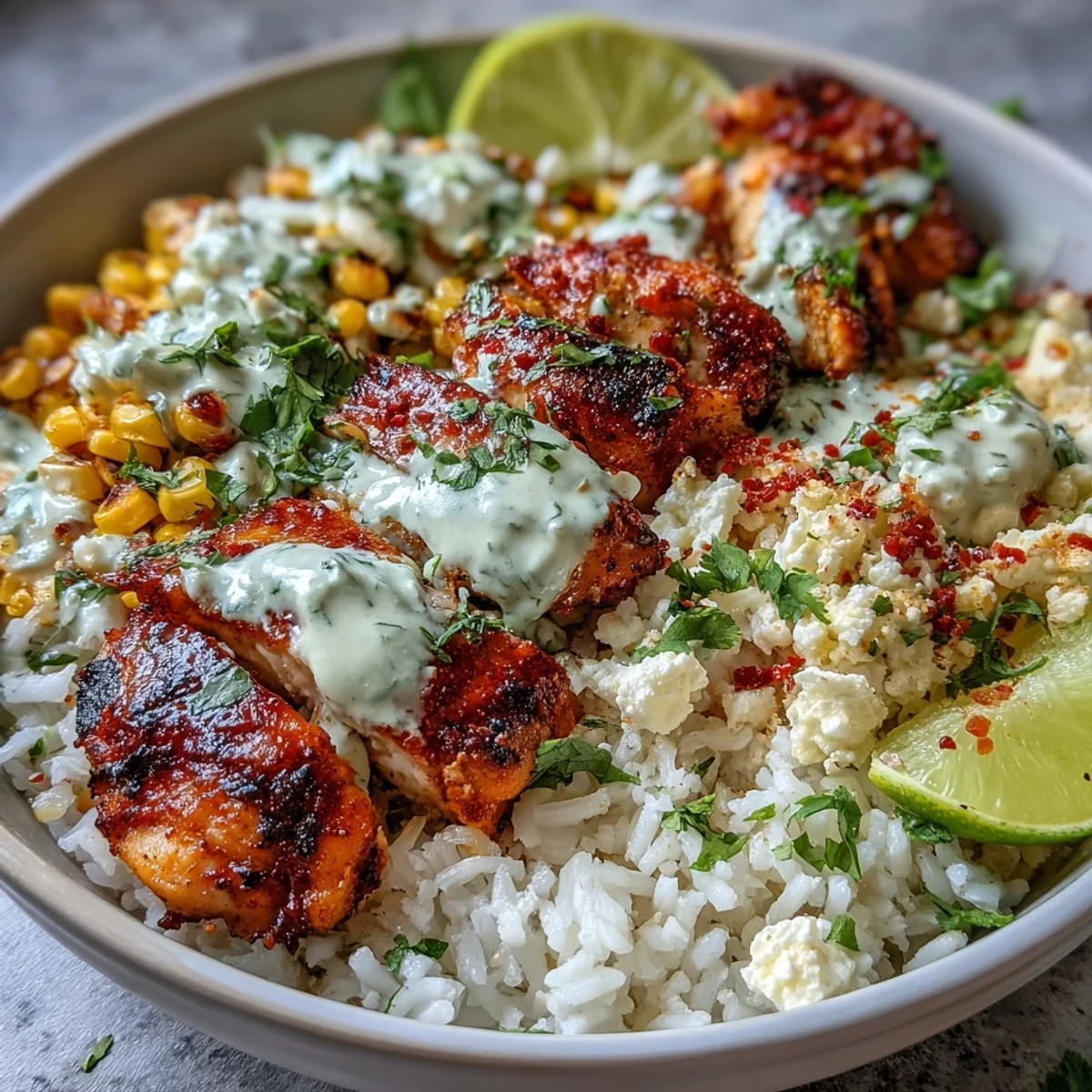 Street Corn Chicken Rice Bowls