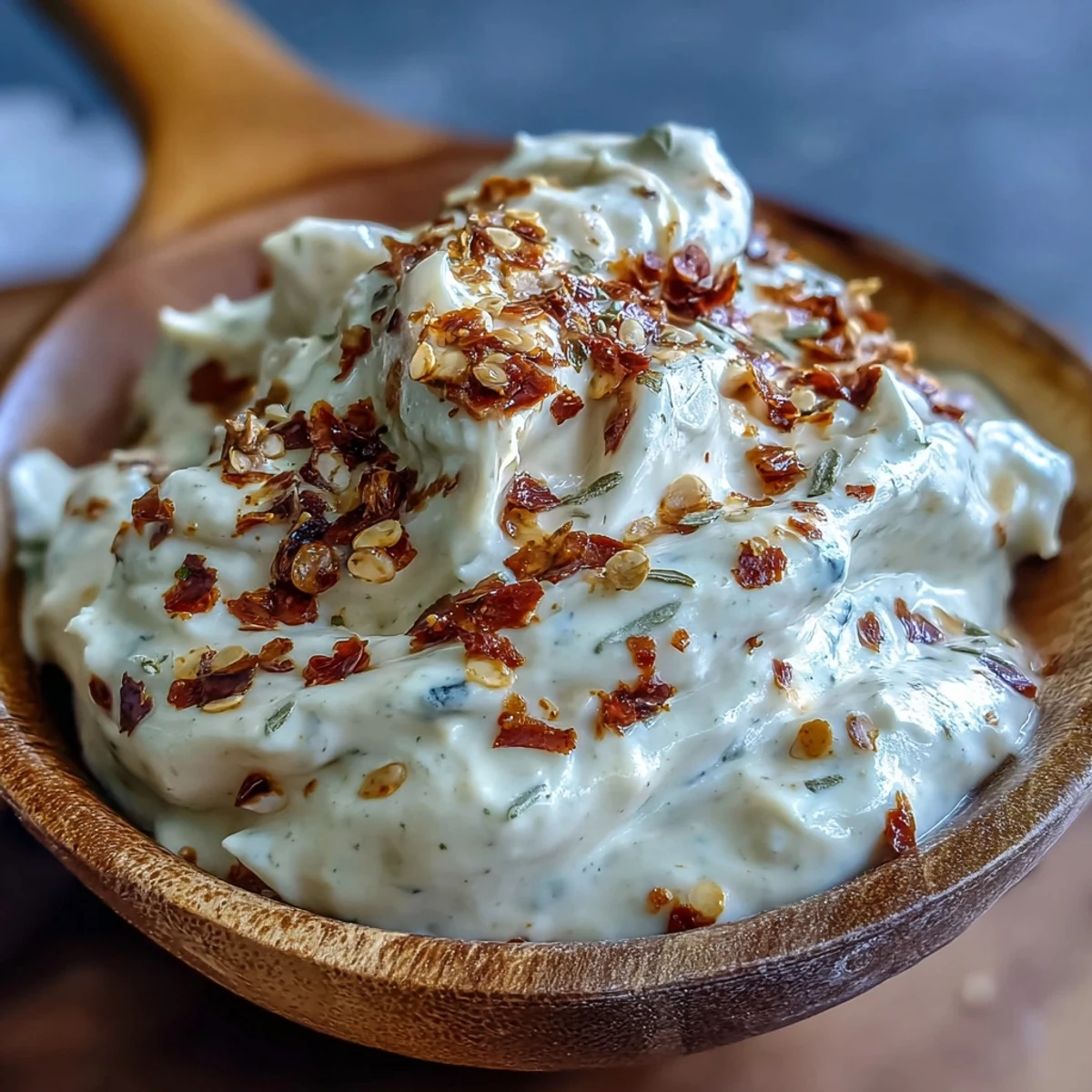 Southwest Ranch Sauce in a small glass jar with a wooden spoon, ready for dipping celery sticks, carrot sticks, and crispy French fries.