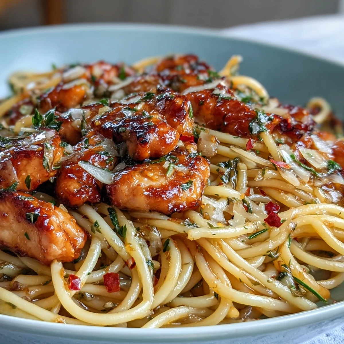 One-pan Sticky Honey Garlic Chicken Pasta with glossy sauce, red pepper flakes, and creamy Parmesan for busy weeknights.