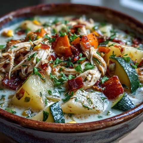 Creamy ranch chicken veggie soup steaming in a bowl, topped with fresh parsley and chives for a cozy dinner.
