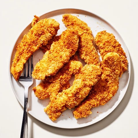 Hot Crispy Baked Chicken Tenders served with ranch and honey mustard dipping sauces on the side.