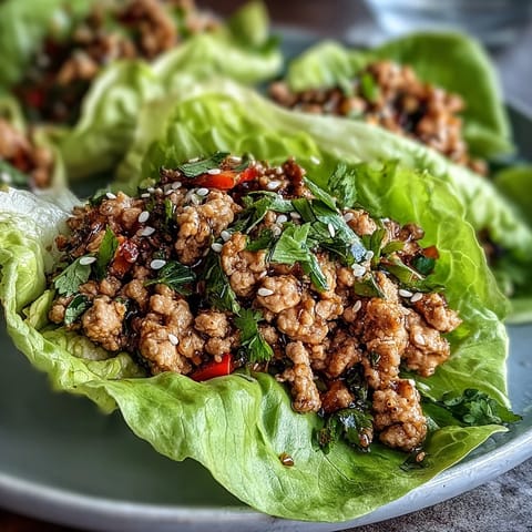 Fresh turkey lettuce wraps filled with seasoned ground turkey and crisp veggie sticks for a healthy summer meal.  