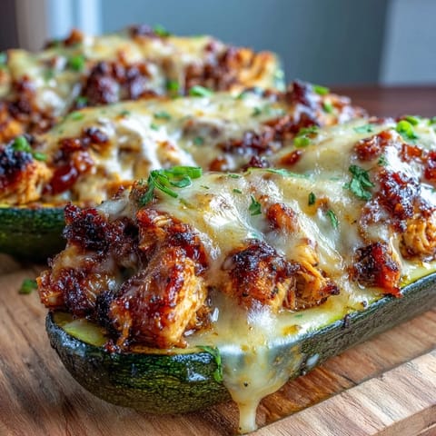 Skinny BBQ Chicken Stuffed Zucchini