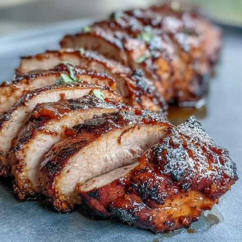 Succulent pork tenderloin roasted with aromatic jerk marinade, delivering a perfect balance of sweet, spicy, and smoky flavors.  