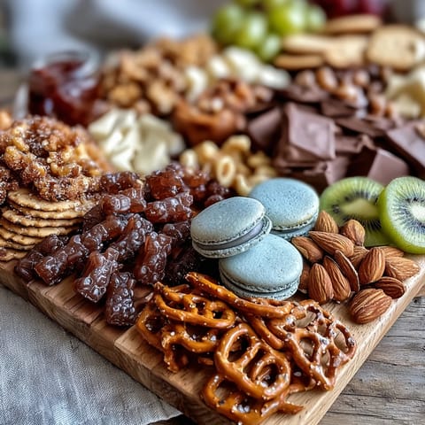 Festive St. Patricks Day Treats Charcuterie board with green candies, cookies, and themed sweets arranged for a vibrant party spread.