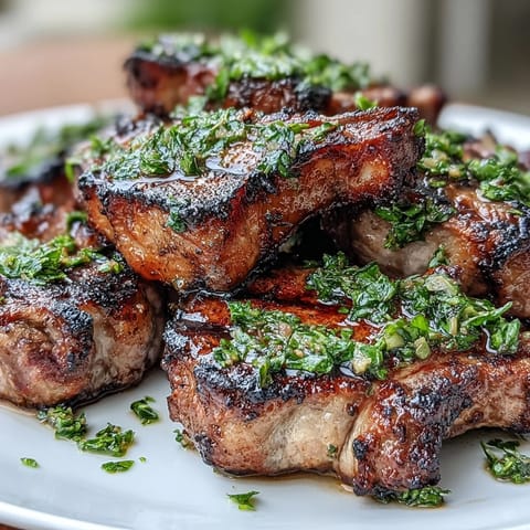 Mint gremolata brightens tender lamb chops, offering a fragrant, herbaceous contrast to the rich, savory meat.