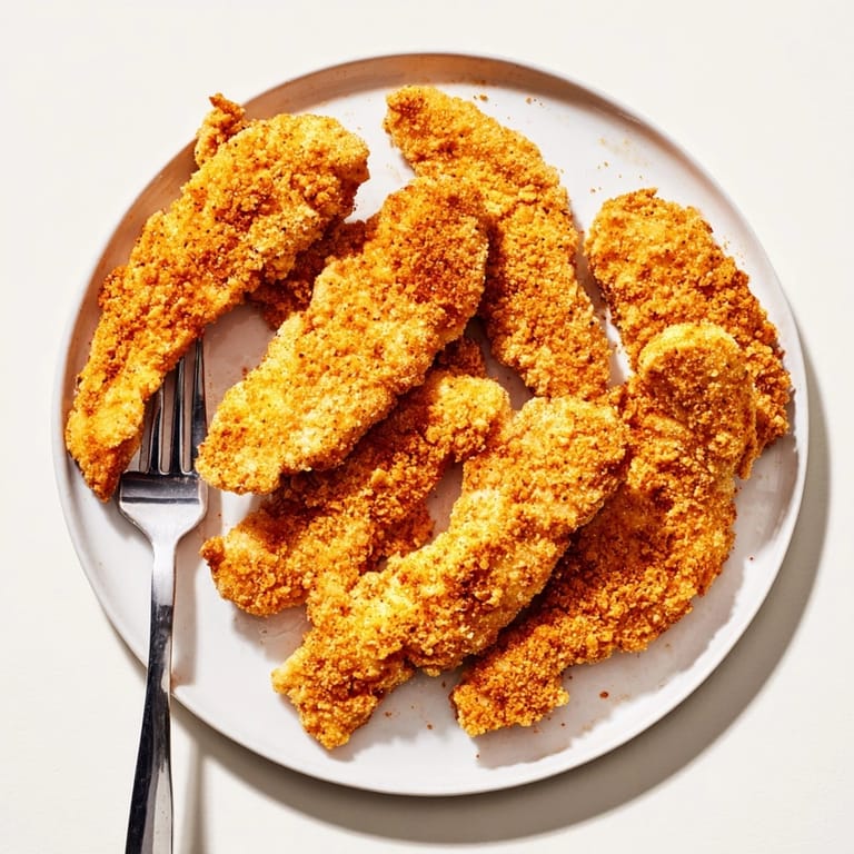 Hot Crispy Baked Chicken Tenders served with ranch and honey mustard dipping sauces on the side.