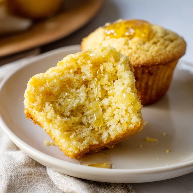 Freshly baked honey butter cornbread muffins, offering a sweet crumb, ideal as a side for your meal.