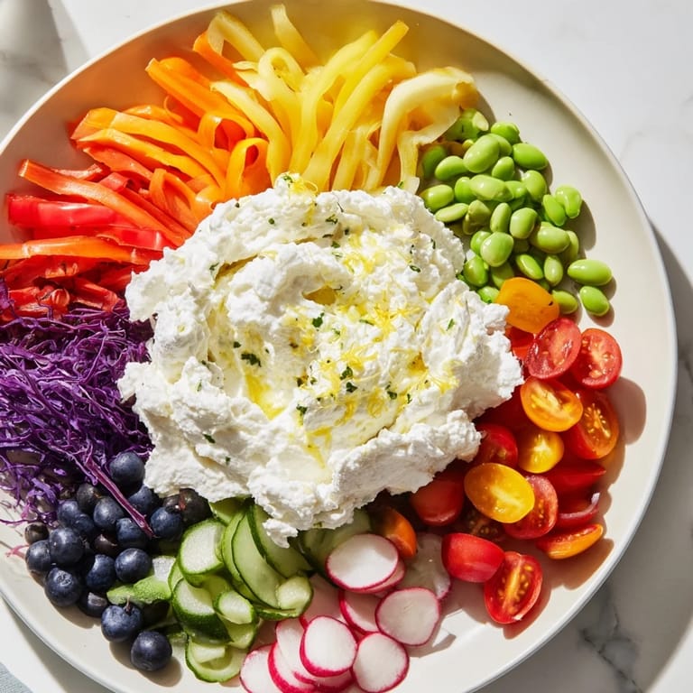 This Prism Burst salad features stunning color, with bright red tomatoes and grapes ready to eat.