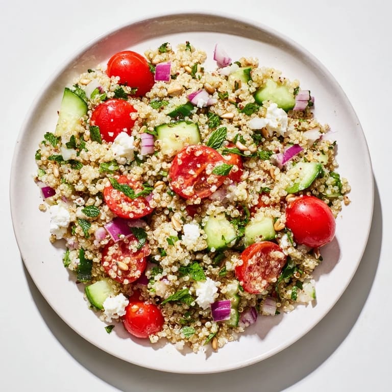 This Make-Ahead Quinoa Salad with Lemon Vinaigrette features bright vegetables mingling with fluffy quinoa.