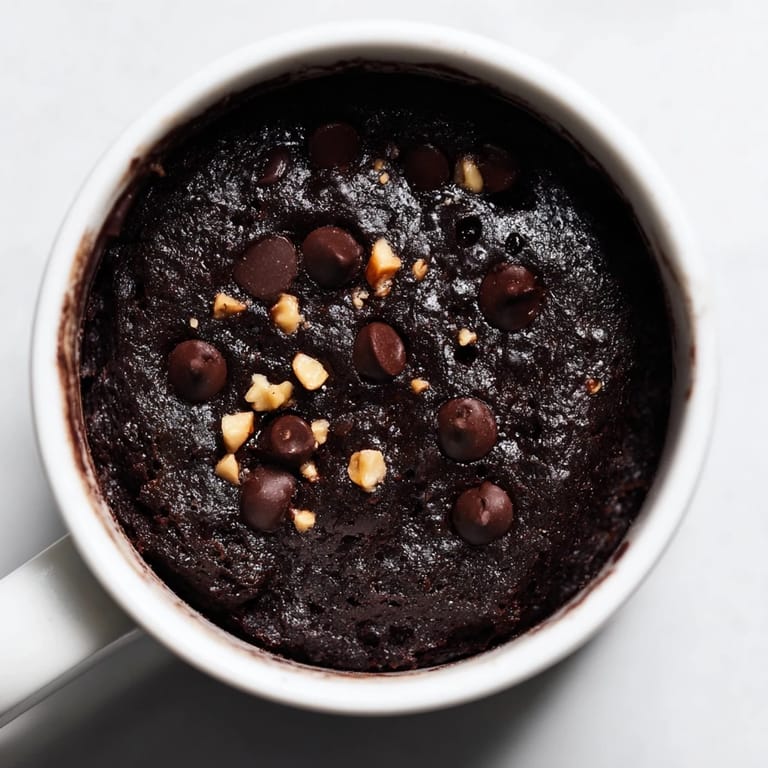 Steaming hot Mug Brownie, perfect for a late-night treat, baked in just a minute.