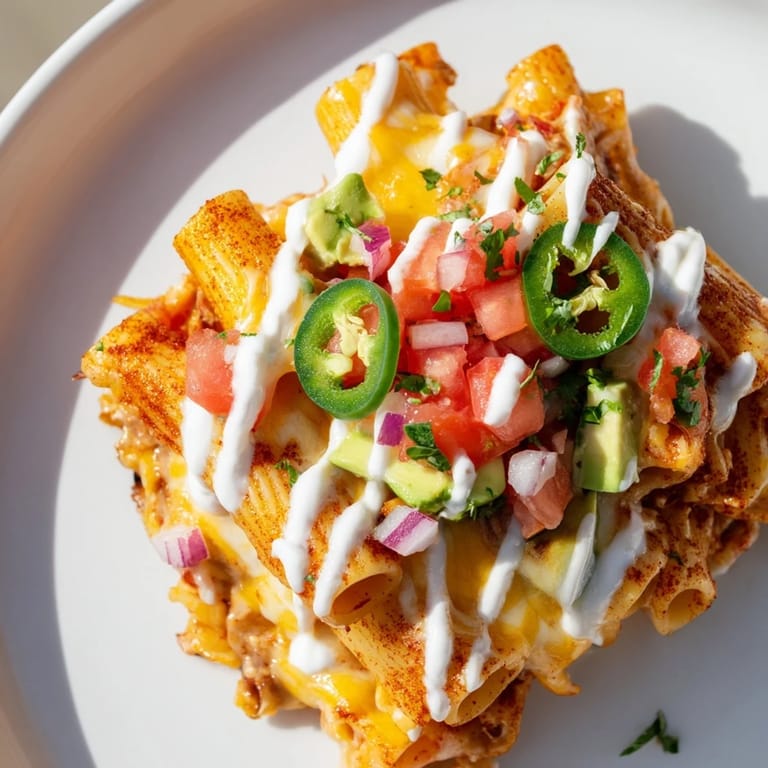 Deliciously crunchy baked Pasta Chips Nachos, ready to enjoy as a flavorful appetizer for sharing.