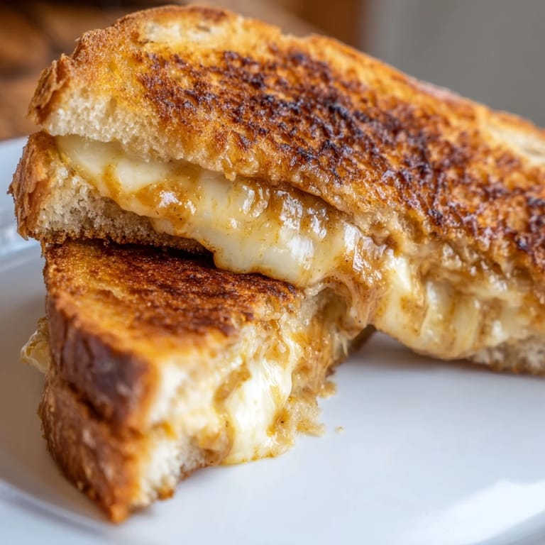 Crispy sourdough filled with melted cheddar, the delicious Honey Chipotle Butter Grilled Cheese is ready.