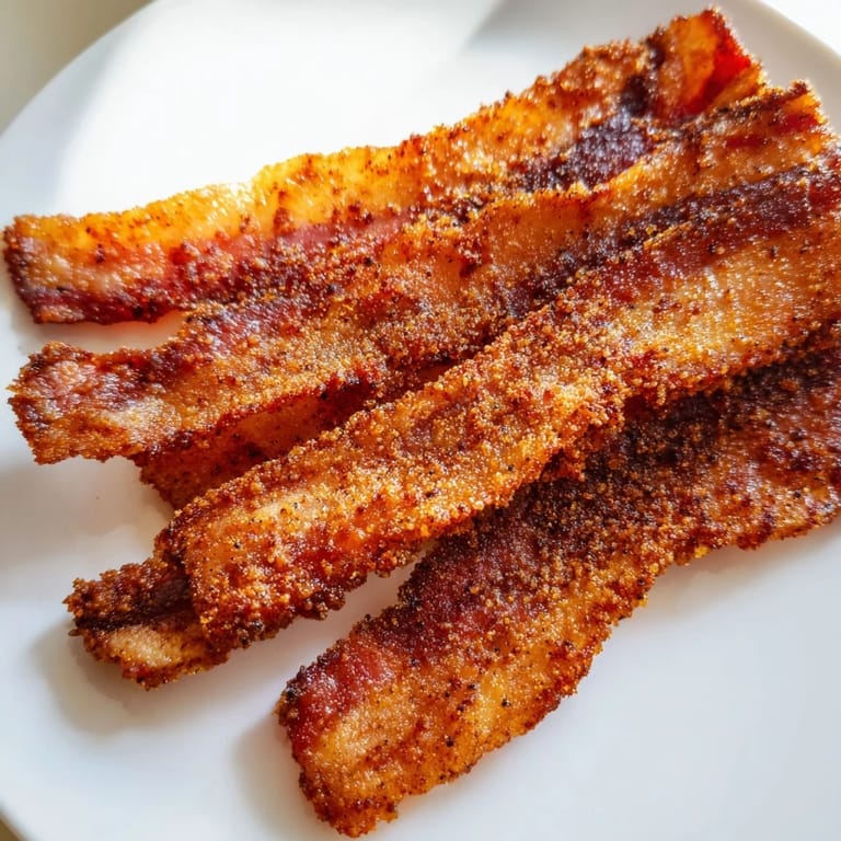 Irresistibly caramelized Snoop Dogg Billionaire Bacon with crispy edges, ready to enjoy as a flavorful snack.
