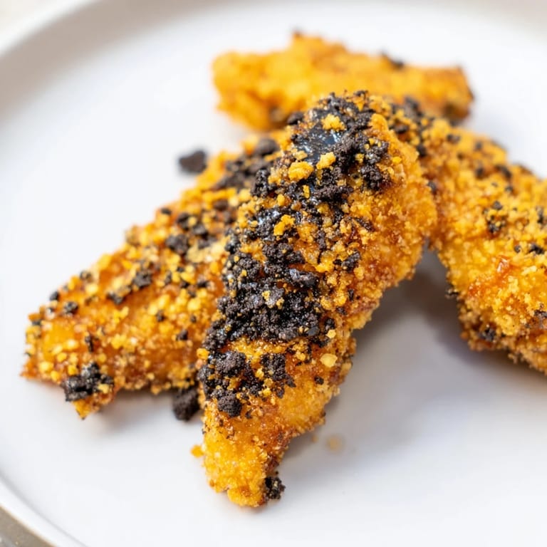 Close-up of crispy, homemade KFC Oreo Krusher chicken tenders, perfect for a satisfying snack.