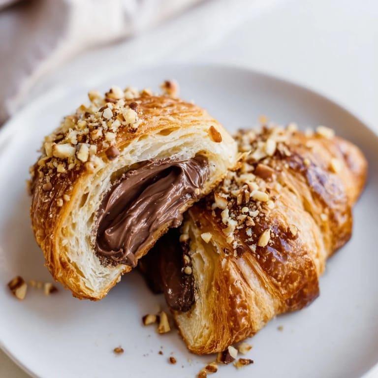 Warm, crispy 3-Ingredient Nutella Croissants: imagine the flaky layers embracing melty Nutella, a simple sweet delight.