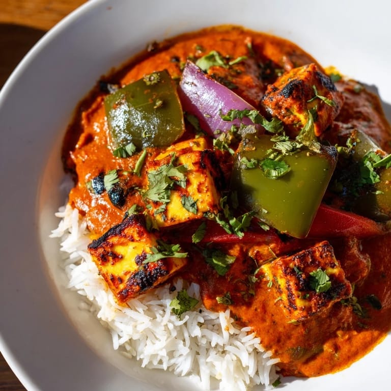 Imagine the aroma! This vibrant Paneer Tikka Masala features grilled paneer in a rich, flavorful gravy.