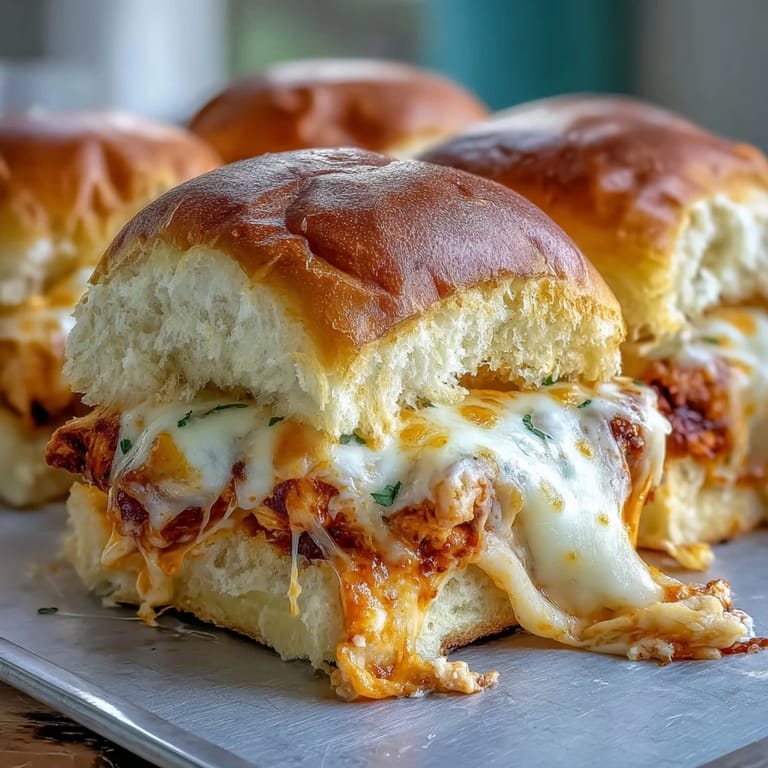 Golden-brown Pizza Dip Sliders served on a wooden board with celery sticks, perfect for a party appetizer spread.