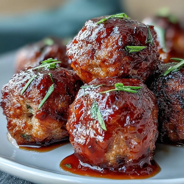 Tender Slow Cooker Peach Glazed Meatballs, coated in a glossy peach-chili sauce, are ready for a party appetizer platter or a quick weeknight meal.