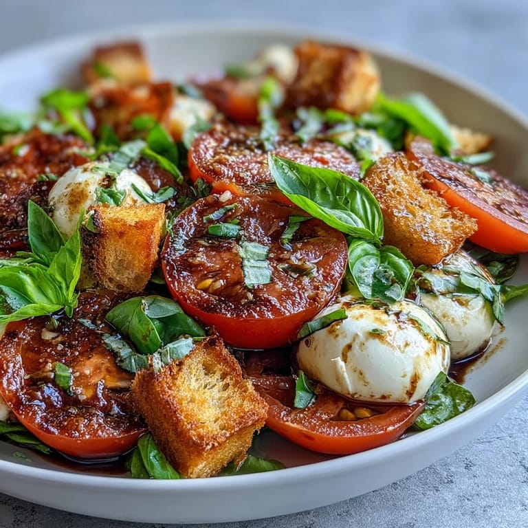 Colorful Caprese Salad Bowl with olive oil drizzle, arranged beautifully on a white platter with fresh basil garnish.