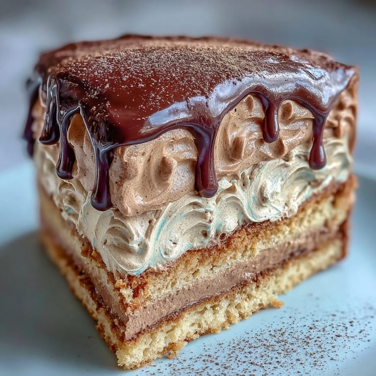 Plated Hojicha Butter Cream Cake paired with green tea, highlighting the deep roasted aroma and glossy ganache topping.