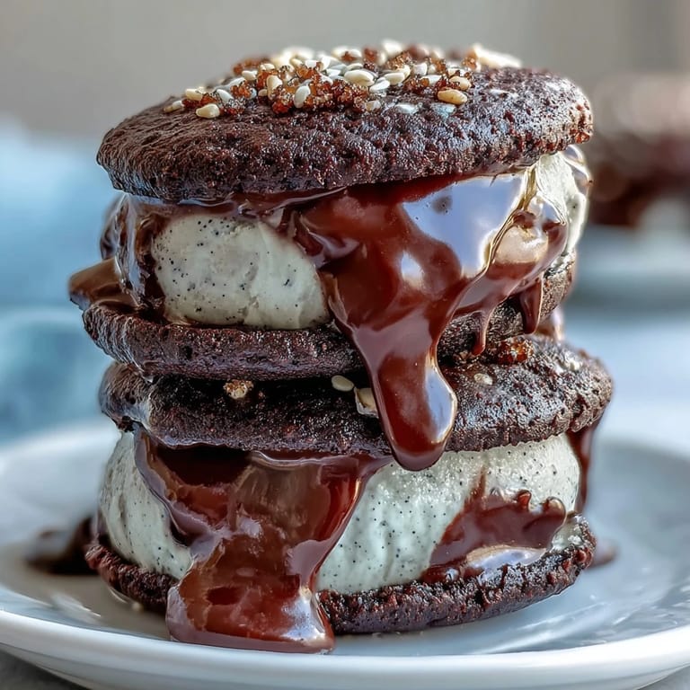 3. Chewy black sesame cookies filled with smooth black sesame ice cream, perfect for a unique and flavorful dessert experience.