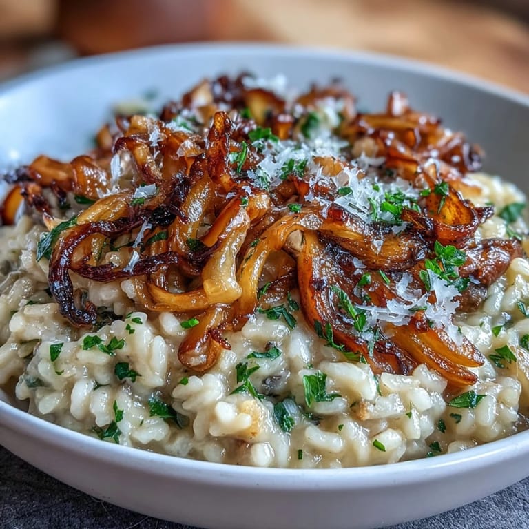 Velvety risotto featuring tender Arborio rice, sweet onions, sautéed mushrooms, and a hint of white wine for depth of flavor.