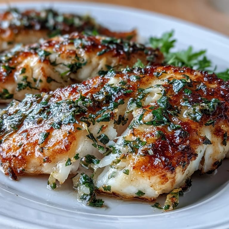 Tender tilapia baked with vibrant zucchini slices and juicy cherry tomatoes, all infused with aromatic garlic and herb marinade on a single pan.  