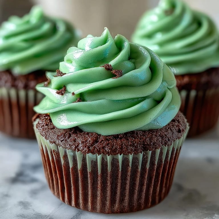 Moist cocoa-infused green velvet cupcakes with tangy cream cheese frosting, perfect for holiday gatherings.