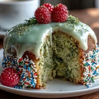 Mini matcha birthday cake with vibrant green layers and creamy vanilla frosting, perfect for smashing at brunch celebrations.